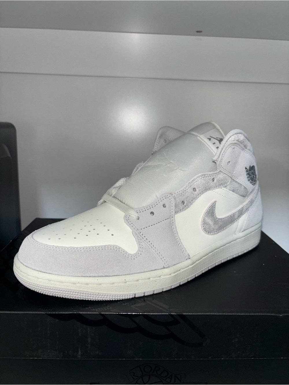 Nike Air Jordan 1 Low White and Light Gray Suede Accents